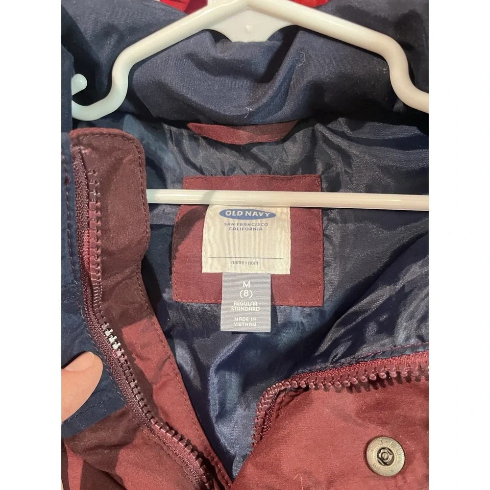 OLD NAVY Maroon and‎ Blue Kids Puffer Vest M 8 Zip and Snaps. Heavier feel